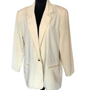 Oversized Lightweight Jacket VTG 80s Bobbie Brooks Butter Yellow Blazer Size M